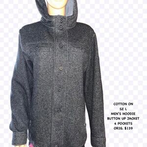 COTTON ON SZ L MEN’S BUTTON UP HOODIE JACKET
